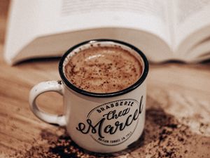 Preview wallpaper coffee, cup, cinnamon, drink, book