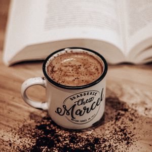 Preview wallpaper coffee, cup, cinnamon, drink, book