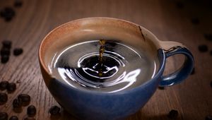 Preview wallpaper coffee, cup, coffee beans, beans, splash
