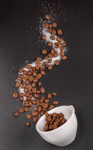 Preview wallpaper coffee, cup, coffee beans, sugar