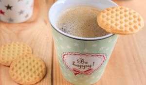 Preview wallpaper coffee, cup, cookies