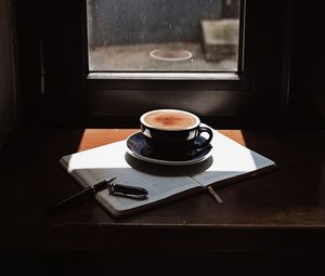 Preview wallpaper coffee, cup, drink, newspaper, window, room