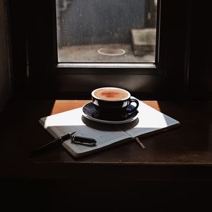 Preview wallpaper coffee, cup, drink, newspaper, window, room