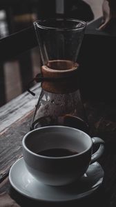 Preview wallpaper coffee, cup, drink, table, wooden