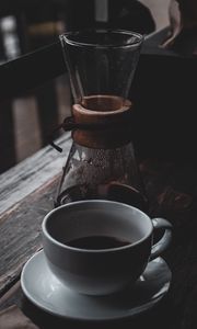 Preview wallpaper coffee, cup, drink, table, wooden