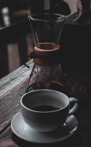 Preview wallpaper coffee, cup, drink, table, wooden