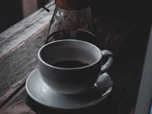 Preview wallpaper coffee, cup, drink, table, wooden