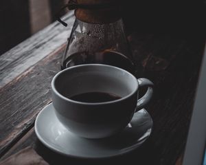 Preview wallpaper coffee, cup, drink, table, wooden