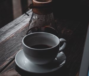 Preview wallpaper coffee, cup, drink, table, wooden