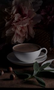 Preview wallpaper coffee, cup, drink, peony, still life