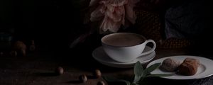 Preview wallpaper coffee, cup, drink, peony, still life