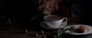 Preview wallpaper coffee, cup, drink, peony, still life