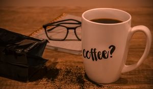 Preview wallpaper coffee, cup, drink, inscription, word