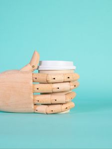 Preview wallpaper coffee, cup, drink, hand, wooden