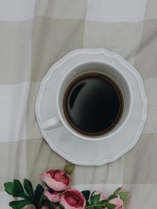Preview wallpaper coffee, cup, flowers, hand