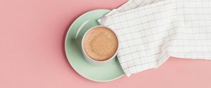 Preview wallpaper coffee, cup, flowers, pink, minimalism
