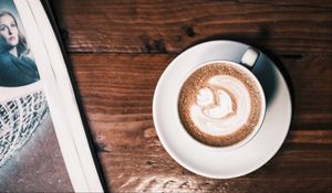 Preview wallpaper coffee, cup, foam, newspaper