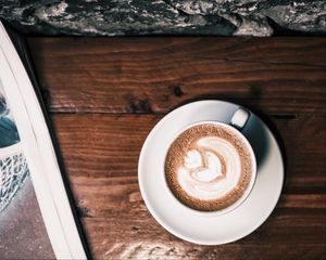 Preview wallpaper coffee, cup, foam, newspaper