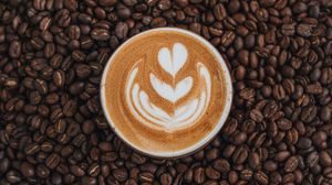 Preview wallpaper coffee, cup, grains, drink, foam