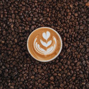 Preview wallpaper coffee, cup, grains, drink, foam