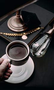 Preview wallpaper coffee, cup, hand, interior