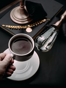 Preview wallpaper coffee, cup, hand, interior