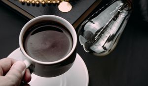 Preview wallpaper coffee, cup, hand, interior