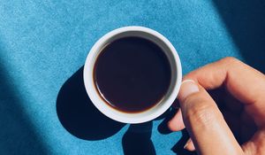 Preview wallpaper coffee, cup, hand, drink, blue