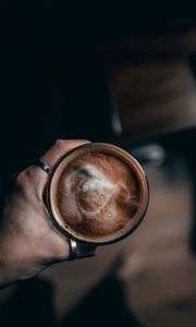 Preview wallpaper coffee, cup, hand, rings