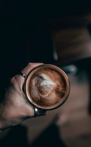 Preview wallpaper coffee, cup, hand, rings