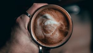 Preview wallpaper coffee, cup, hand, rings