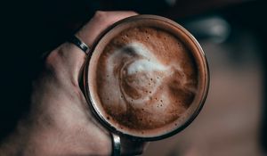 Preview wallpaper coffee, cup, hand, rings