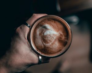 Preview wallpaper coffee, cup, hand, rings