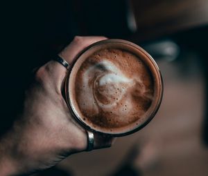 Preview wallpaper coffee, cup, hand, rings