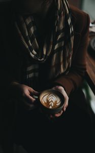 Preview wallpaper coffee, cup, hands, cappuccino