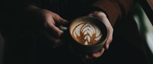 Preview wallpaper coffee, cup, hands, cappuccino