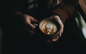 Preview wallpaper coffee, cup, hands, cappuccino