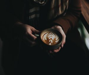 Preview wallpaper coffee, cup, hands, cappuccino