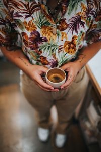 Preview wallpaper coffee, cup, hands, tattoo, man