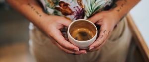 Preview wallpaper coffee, cup, hands, tattoo, man