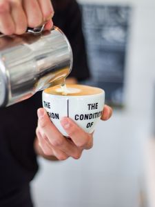 Preview wallpaper coffee, cup, milk, hands, barista