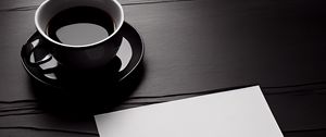 Preview wallpaper coffee, cup, paper, black and white