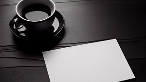 Preview wallpaper coffee, cup, paper, black and white