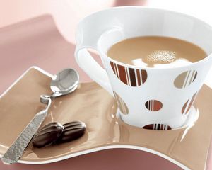 Preview wallpaper coffee, cup, plate, spoon, cookies