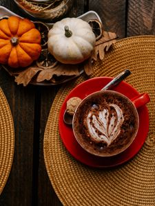 Preview wallpaper coffee, cup, pumpkin, drink