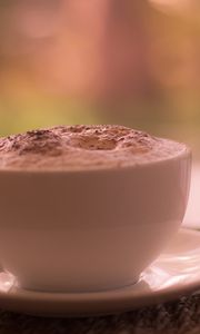 Preview wallpaper coffee, cup, saucer, latte, foam, cinnamon