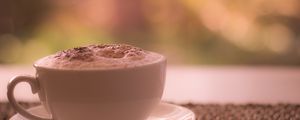 Preview wallpaper coffee, cup, saucer, latte, foam, cinnamon