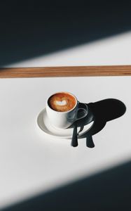 Preview wallpaper coffee, cup, shadows, minimalism