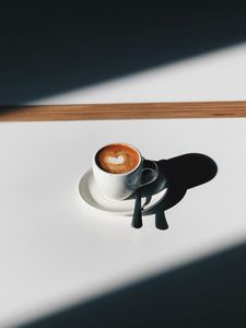 Preview wallpaper coffee, cup, shadows, minimalism