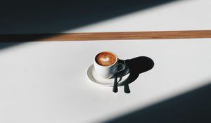 Preview wallpaper coffee, cup, shadows, minimalism